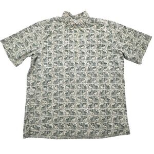 Reyn Spooner Shirt Mens Large Hawaiian Popover Marlin Fish Print Aloha Casual